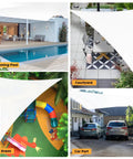 15 Ft Triangle Sun Shade Sail Canopy Waterproof UV Blocking Outdoor Cover for patio, garden, deck or pool area, heavy duty white installed.