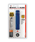 Packaging of XL200 LED Flashlight With 3 Cell AAA Power, Five Modes High Strobe Night Light Signal And SOS, blue, in blister pack