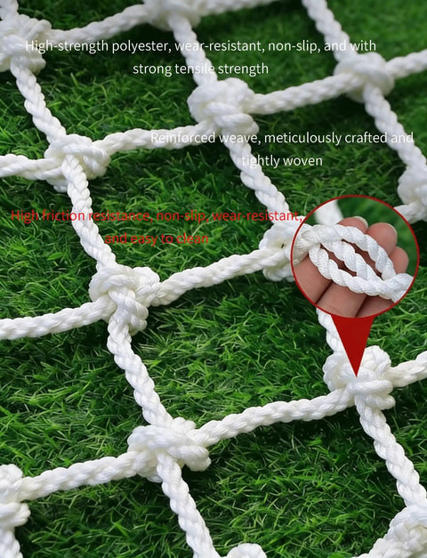 Elastic Cargo Net Built Tough For Industrial Lifting And Rigging 300x300 Cm With 3 Ton Capacity And 20 Cm Grid shown on grass