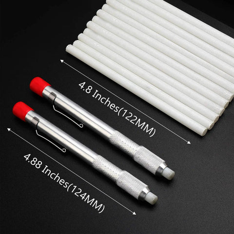 Two Pro Grade Soapstone Marker Pencil Sets With 12 Refills For Welding, Metalworking And Fabrication, Round Soapstone Pens