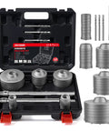 Concrete Hole Saw Kit 10 Piece With SDS Plus And SDS Max Shank Adapters in carrying case, core drill bits shown.