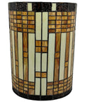 Tiffany Style Wall Lamp With Brown And Yellow Stained Glass Two Light Vintage Look For Bedroom And Living Room