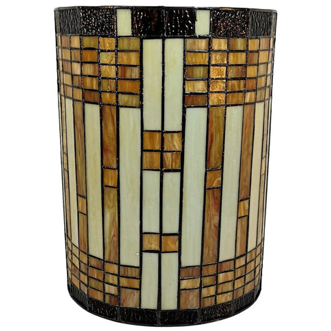 Tiffany Style Wall Lamp With Brown And Yellow Stained Glass Two Light Vintage Look For Bedroom And Living Room
