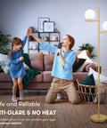 2 Globe Modern Floor Lamp With Foot Pedal Frosted Glass Shades Brass Gold Finish Tall Standing Pole Light For Living Room Bedroom And Office Contemporary LED Antique Brass Accent in living room setting with woman and child nearby.