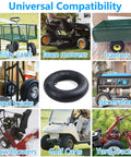 Collage showing compatibility of 2 Pack 4.10/3.50-6 Tire Inner Tubes with equipment like lawn mowers, carts, and tractors.