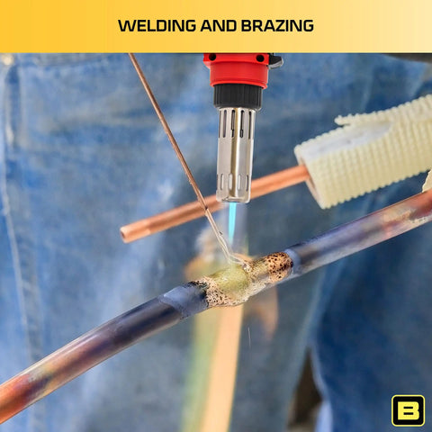 Cordless Butane Soldering Iron Kit Portable Micro Solder Torch Heat Gun in use for welding and brazing metals.