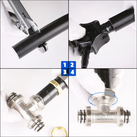 Installation steps for Three Quarter Inch Air Piping Tee Fittings, Nickel Brass Plated, 200 PSI Working Pressure, Quick Connect