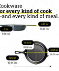 Diagram with dimensions of a Seasoned Cast Iron Skillet 10.25 Inch Ready For Any Kitchen Or Campfire Sear With Natural Nonstick Finish