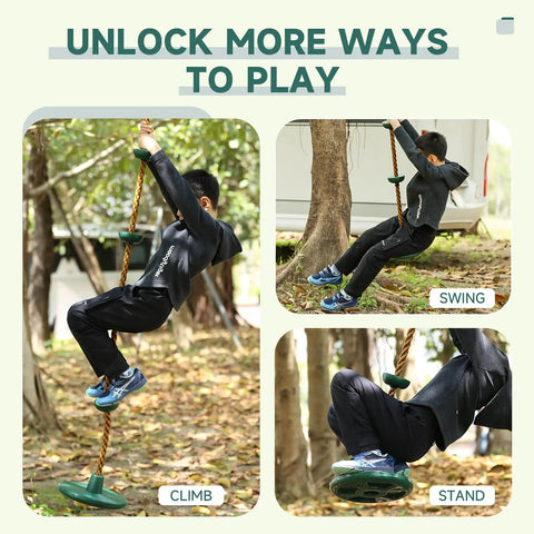 Heavy Duty Kid Friendly Climbing Rope Swing Kit With Platforms And Disc Seat For Tree Or Swing Set Fun Outdoor