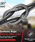 Red Portable Drill Winch With 1000 Lb Load Capacity And 40 Ft Synthetic Rope, Handheld Lifting And Dragging Tool With 360 Degree Hook Rotation, Built Tough For Jobsites And DIY Projects 5mm synthetic rope close-up