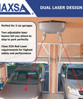 Dual Laser Garage Parking Guide For Two Cars Motion Activated Parking Aid With Independent Lasers Park Perfectly Every Time Clear Visual Cues To Avoid Walls And Shelves Silver Finish Easy Install mounted above two cars in garage