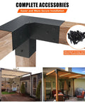 3 Way Pergola Brackets Kit For 5.5x5.5 To 6 Inch Lumber Outdoor Use Heavy Duty Galvanized Steel Corner Brackets With Matte Black Powder Coat In Use