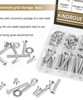 Pro Shop Tested 104 Piece 12-24 Thread Phillips Countersunk Head Machine Screw Assortment Kit Featuring Matching Hex Nuts And Flat Washers in clear storage box.