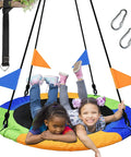 40 Inch Saucer Tree Swing Flying Saucer With 900 Pound Weight Capacity Colorful Safe Durable Seat Adjustable Multi Strand Ropes 2 Added Hanging Straps Sturdy Backyard Outdoor Swing For Kids And Families