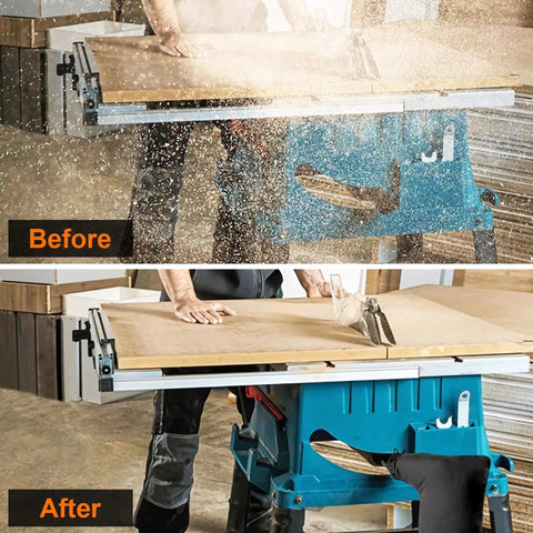 Before and after using Table Saw Dust Collection Bag for 2.5 Inch Port Saws Fits Bosch Dewalt Ryobi Craftsman Ridgid Metabo
