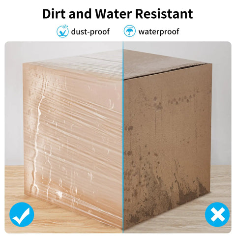 Dirt and water resistant box wrapped with Badass Heavy Duty Stretch Film And Shrink Wrap Roll For Pallet Wrapping 80 Gauge.