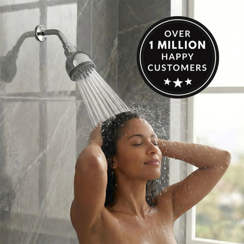 High Pressure Shower Head That Delivers Real Power With A 3 Inch Spray Face, Wall Mount, Anti Clog Nozzles, And An Adjustable Brass Ball Joint