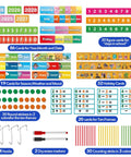 Contents of Pocket Chart Classroom Calendar Set For Circle Time And Math Center With Counting Addition Subtraction Games For Preschool Toddlers And Homeschool Daily Math Activities Must Have shown.