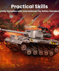 Dope RC Tiger Tank Building Set With 971 Pieces Dual Remote And App Control WW2 Military Tank Model on fiery battlefield