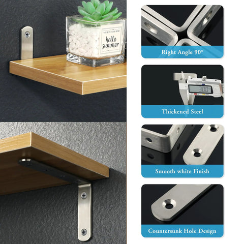 Tough As Nails Heavy Duty 12 Piece Floating Shelf Brackets Set Stainless Steel L Bracket Corner Brace 5 By 3 Inch with details