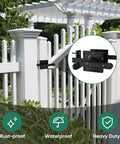 Heavy Duty Gate Latch With Dual Sided Handles For Right Inswing Gates Self Locking Swing Gate Hardware installed on white outdoor fence