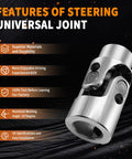 Beefy Heavy Duty 1 Inch 48 Spline to Three Quarter Inch Double D Chrome Steering Universal Joint Shaft 83mm Length for Grinding Machines Automotive Parts Levelers and Lifts, chrome U-joint