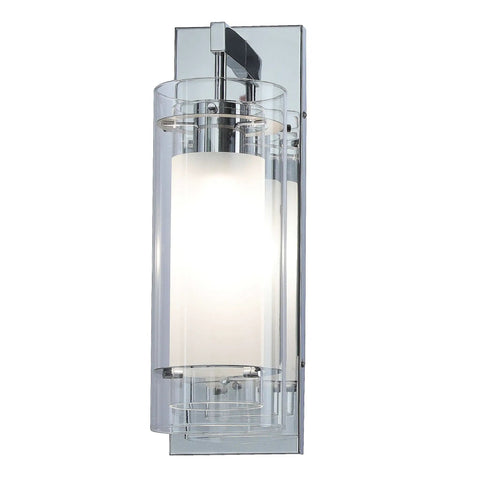 Contemporary Chrome Wall Sconce Pair For Bathrooms And Hallways Hardwired Vanity Lights With Clear Glass Cylinder Shade And Frosted Inner Shade