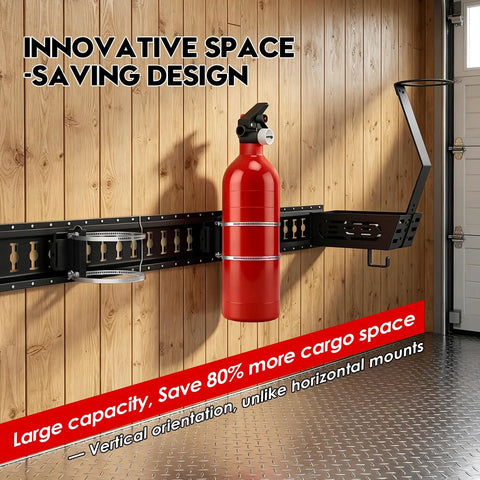 Heavy Duty Vertical E Track Fire Extinguisher Mount With Beefy Stainless Clamps And Fully Welded Base Locks In Five To Ten Lb Tanks Rock Solid Cargo Saver For Work Trucks Trailers Campers Rvs