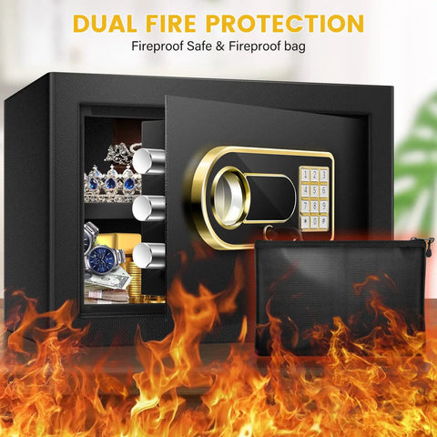 Heavy Duty Home Drop Safe Box With Waterproof And Fireproof Steel Build Digital Lock And Included Waterproof Bag for valuables