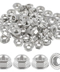 Killer Grade M6 Serrated Flange Nuts 100 Pack Built Hella Tough From Rust Free 304 Stainless Steel Heavy Duty fasteners stacked.