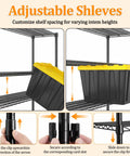Adjustable shelves of Built Like A Brick 4 Tier Wire Shelving Unit With Locking Heavy Duty Casters And Adjustable Metal Shelves for custom storage.