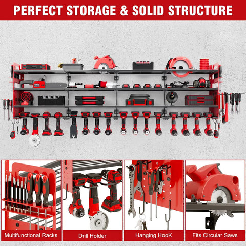 Gear Up Your Garage With This Beast Power Tools Organizer Wall Mount featuring racks, drill holders, hooks, saw storage