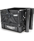 Heavy Duty Kayak Fishing Storage Crate With Double Rod Holder Accessory Pouch Anchor Kit Utility Leashes For Hella Solid Paddle Craft Organization And Fishin Ready Angler Setup, black crate with mesh and rod holders.