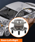 Rear Left And Right Wheel Bearing And Hub Assembly For Honda Pilot And Acura MDX OE 512629 on car schematic background
