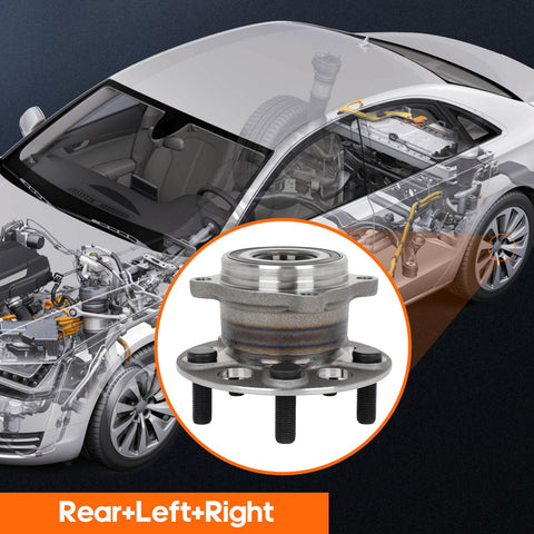 Rear Left And Right Wheel Bearing And Hub Assembly For Honda Pilot And Acura MDX OE 512629 on car schematic background