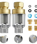 2 Pack Brass Sediment Filter Reusable Washing Machine Water Filter 50 Micron Anti Scale Anti Rust Mud Sand Traps Yellow Mini
