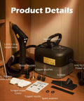 Powerful 1500W Portable Steam Cleaner With 1.2L Tank, accessories including extension tube, scraper, and copper brushes