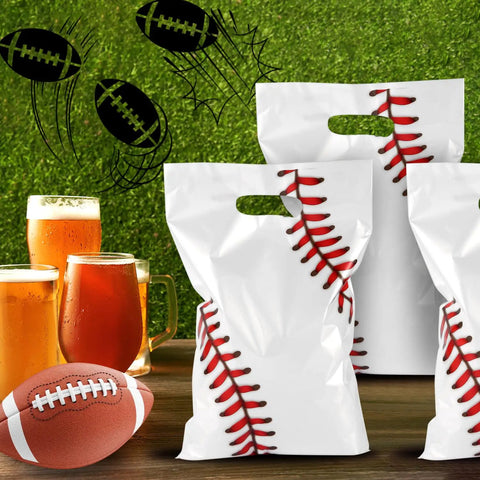 Baseball Party Gift Bags 50 Pack Dope Team Theme Favors For Birthday Celebrations Easy Candy Snack Storage Bags Displayed