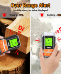 2 In 1 Pin And Pinless Wood Moisture Meter Digital Humidity Sensor Detector for wood and drywall showing over range alert