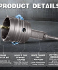 Heavy Duty Concrete Hole Saw Kit With 7 Tungsten Steel Masonry Drill Bits For Stone Brick And Cement Wall Drilling Including Sds Plus And Max Connectors To Get The Job Done Fast, universal handle