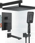 Matte Black 3 Function Shower System with 10 Inch Wall Mounted Rainfall Head ABS Handheld Shower Tub Spout