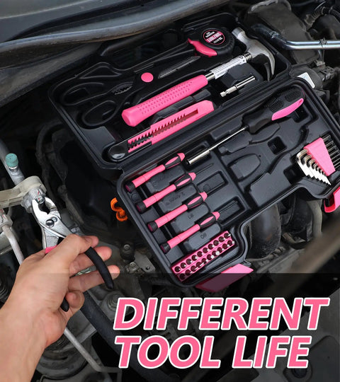 Pink 40 Piece Girly Tool Set For Women With Durable Chrome Vanadium Hand Tools In A Sturdy Plastic Toolbox Perfect For Home Repairs Garage Projects Dorm Room DIY And Everyday Fixes