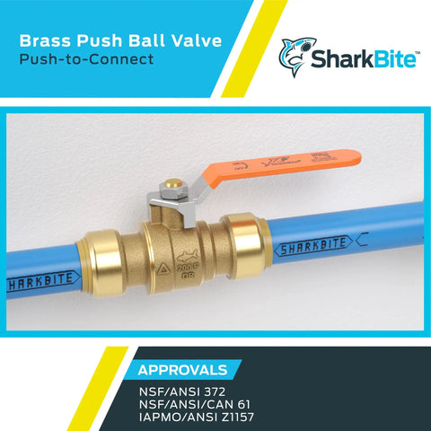 1 Inch Push To Connect Brass Ball Valve For Plumbing Water Shut Off Quick Install Compatible With PEX Copper CPVC