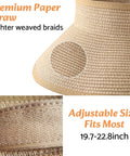 Women's Wide Brim Ponytail Straw Sun Hat Packable Foldable UPF Fifty Plus Khaki Beach Travel Floppy Hat material details