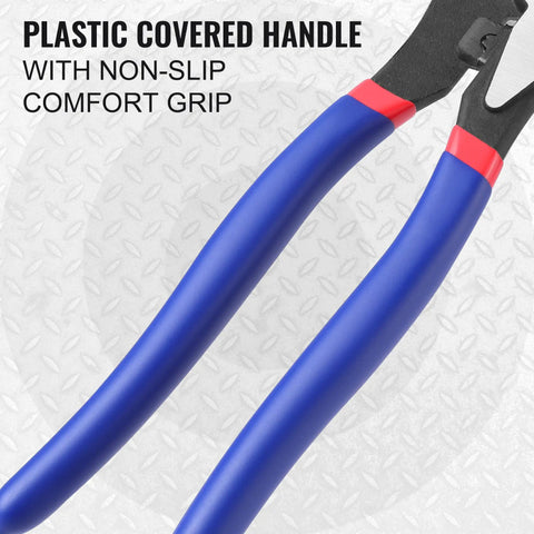 Heavy Hitting High Leverage Cable Cutter Tough As Nails Chrome Vanadium Steel Wire Shear For Electrical And Construction Sites with blue plastic covered handles.