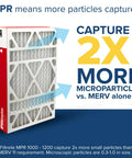 Go To Choice Top Rated 20x25x2 AC Furnace Air Filter With MERV 11 And MPR 1000 Allergen Defense Pleated 2 Inch Electrostatic Filtration For Clean Air 3 Month Life 4 Pack shown capturing microparticles