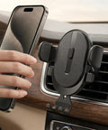 Straight Shooter Air Vent Phone Mount For Car Using Silent Mechanical Latch Reinforced Triangle Frame Holds tight for sure on bumpy roads.