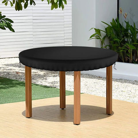 Outdoor Round Table Cover Black 48 Inch Diameter Waterproof And UV Resistant With Drawstring Tie Built To Last Protects Patio Tables