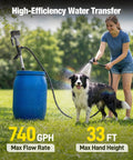 Woman uses Cordless Stick Water Transfer Pump 740 GPH Compatible With 20V Max Battery Tool Only Submersible Sump Pump