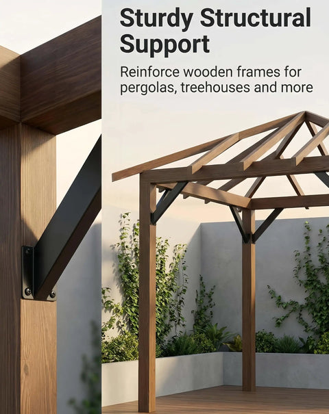 Heavy Duty Pergola Brackets Kit 8Pc Steel Corner Connectors 45 Degree Angle Supports for wooden pergola structure